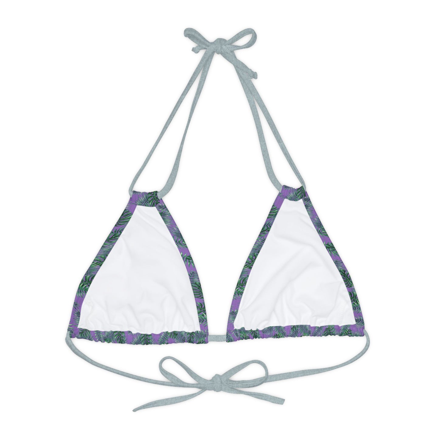 Purple Tropical Bliss Strappy Triangle Bikini Top (AOP)- (PY)