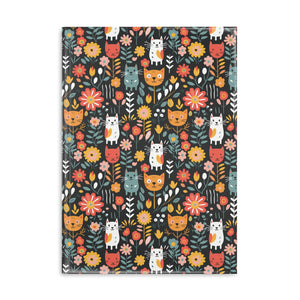 Whimsical Feline Garden Hardcover Notebook with Puffy Covers