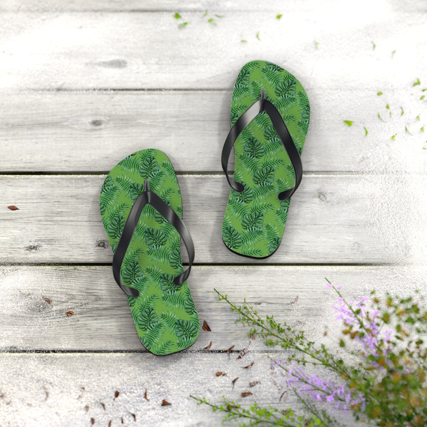 Green Tropical Bliss Flip Flops