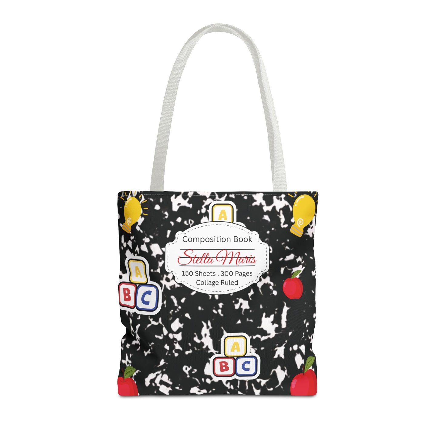 Personalized Composition Book InspiredTote Bag, Back to School Tote, Teacher Gift, Kids Bag, Custom Name Bag, Educational Accessories, Back to School Tote Bag.