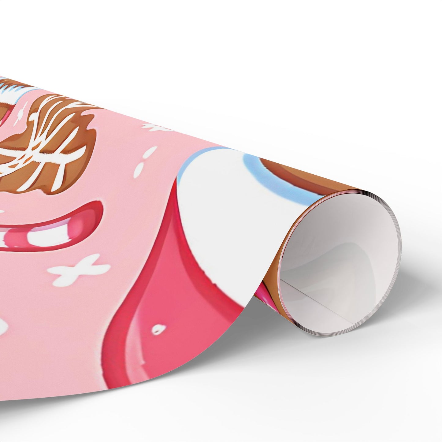 Wrapping Papers - Pink Ginger Bread Holiday Collection - Matte or Glossy Finish - 90gsm Paper