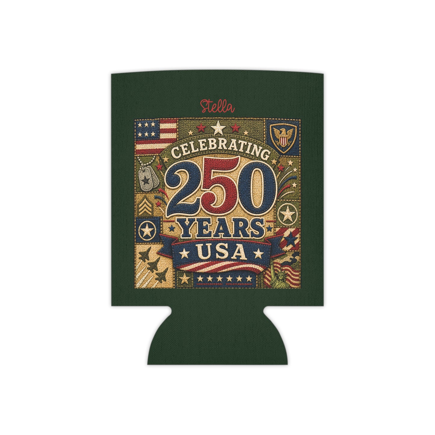Personalized Can Cooler - "Celebrating 250 Years USA" Patriotic Can Koozie