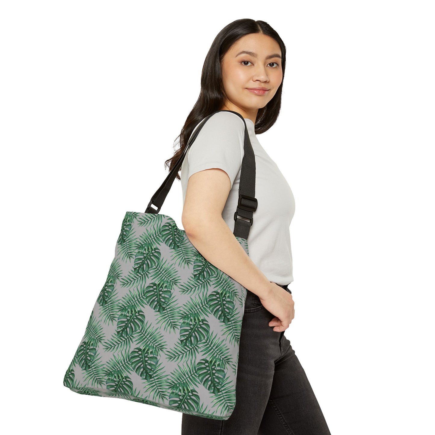 Grey Tropical Bliss Adjustable Tote Bag (AOP)