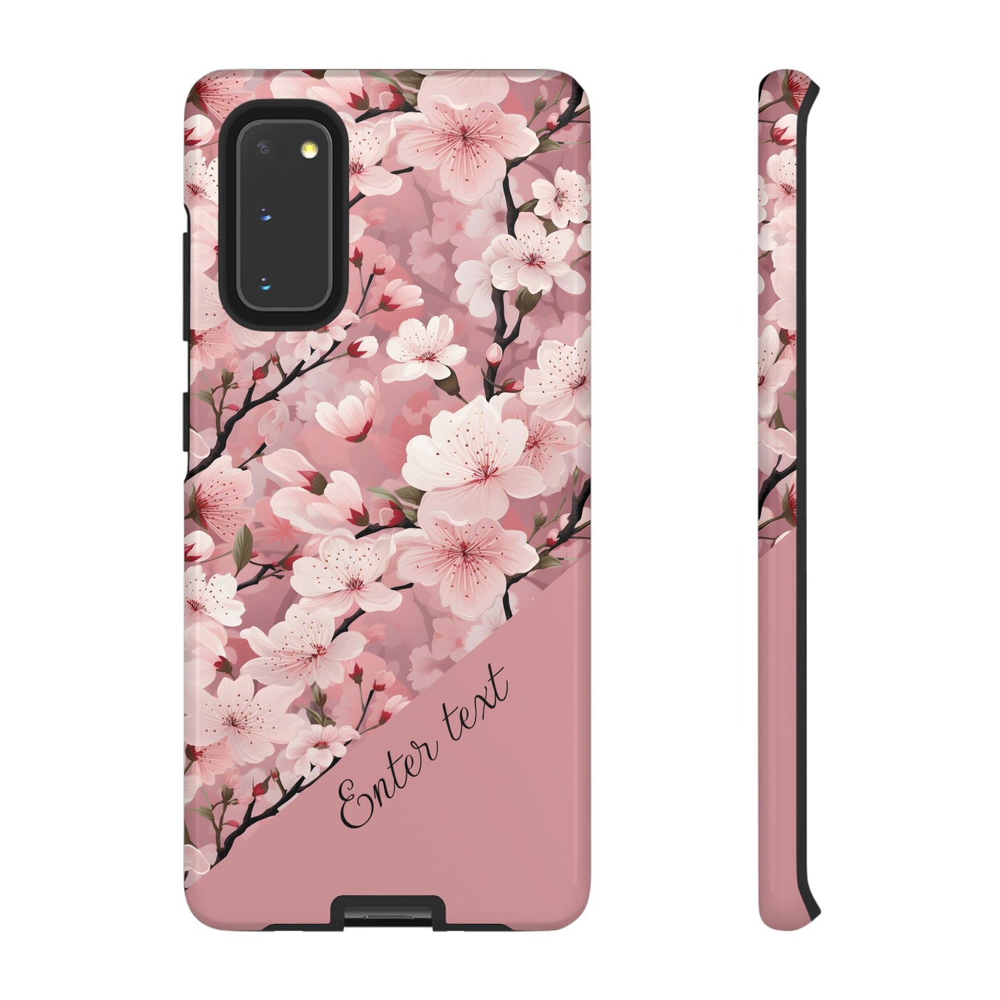 Personalized Cherry Blossom Tough Phone Case — Pink Floral Protective Case for Samsung & Google