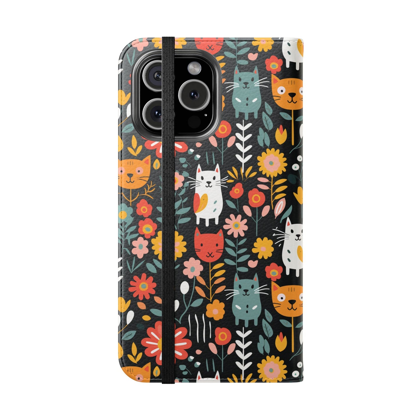 Whimsical Feline Garden iPhone and Samsung Flip Cases