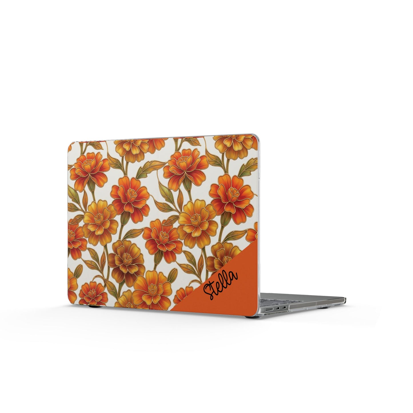 Personalized Stained Glass effect Marigold Flower MacBook Case Cover