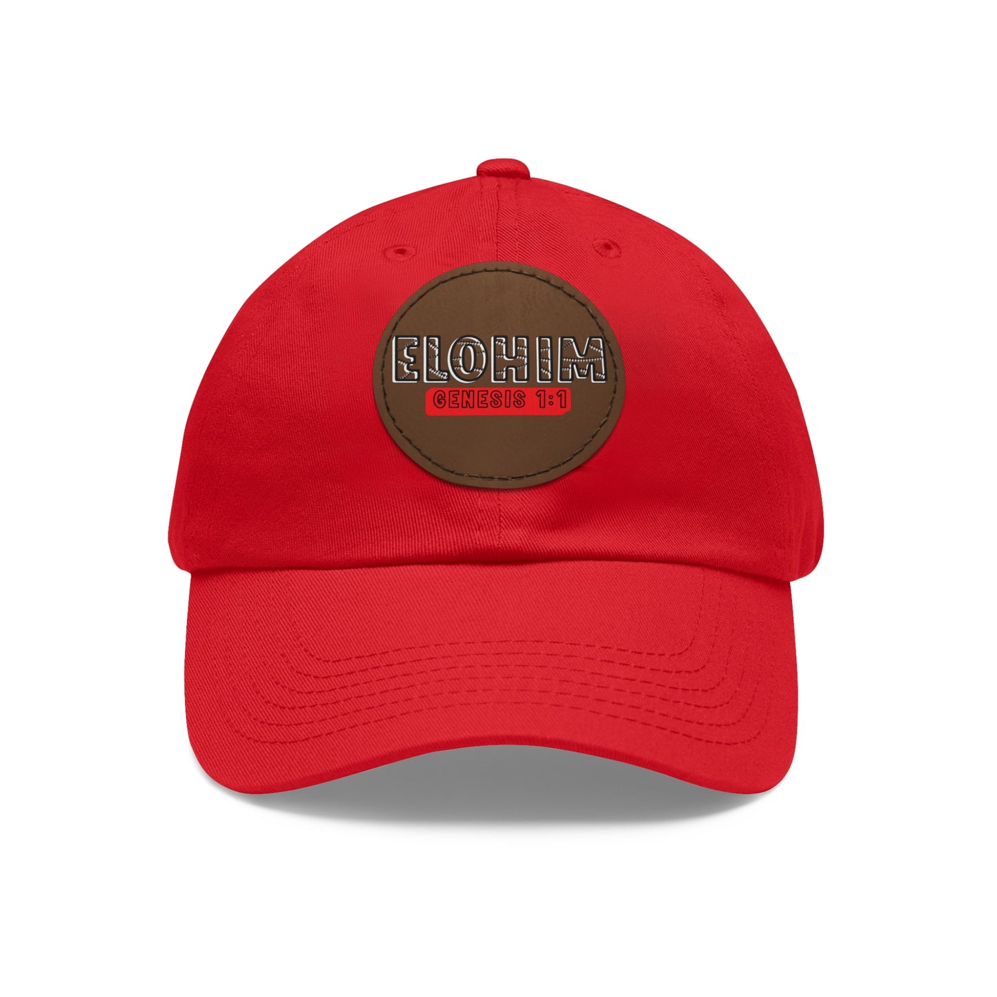 'ELOHIM, GENESIS 1:1- Stylish Dad Hat with Leather Patch | a Unisex Gift, Casual Wear, Summer Accessory, Unique Outdoor Cap, Adjustable Sun Hat, Christian Gift