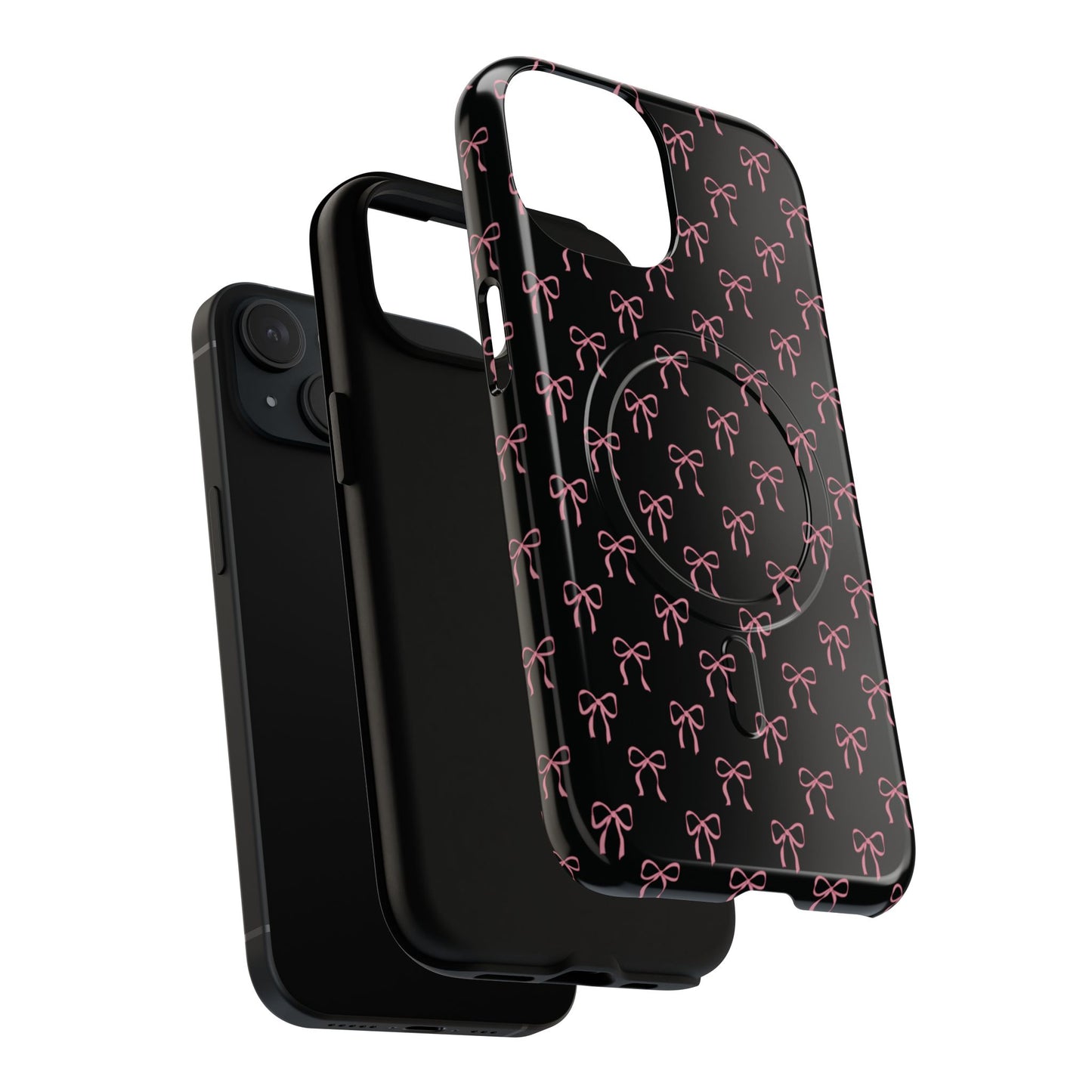 Coquette Chic Bow-Patterned Tough Magnetic iPhone Case, Stylish Gift for Her, Protective iPhone Cover, Trendy Accessory, iPhone Birthday Gift, Fashionable Tech