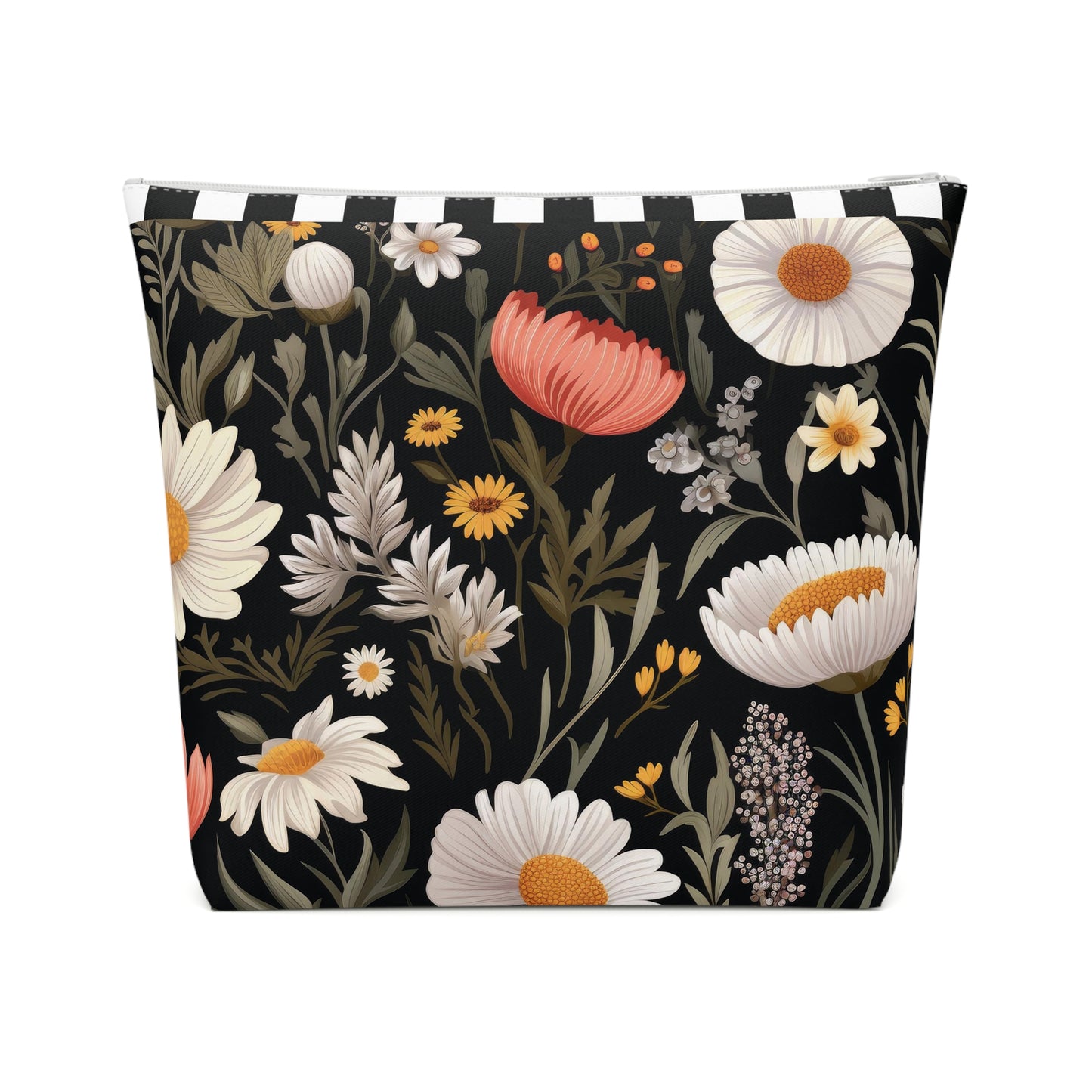 Blossom Elegance: Noir Garden Cotton Cosmetic Bag