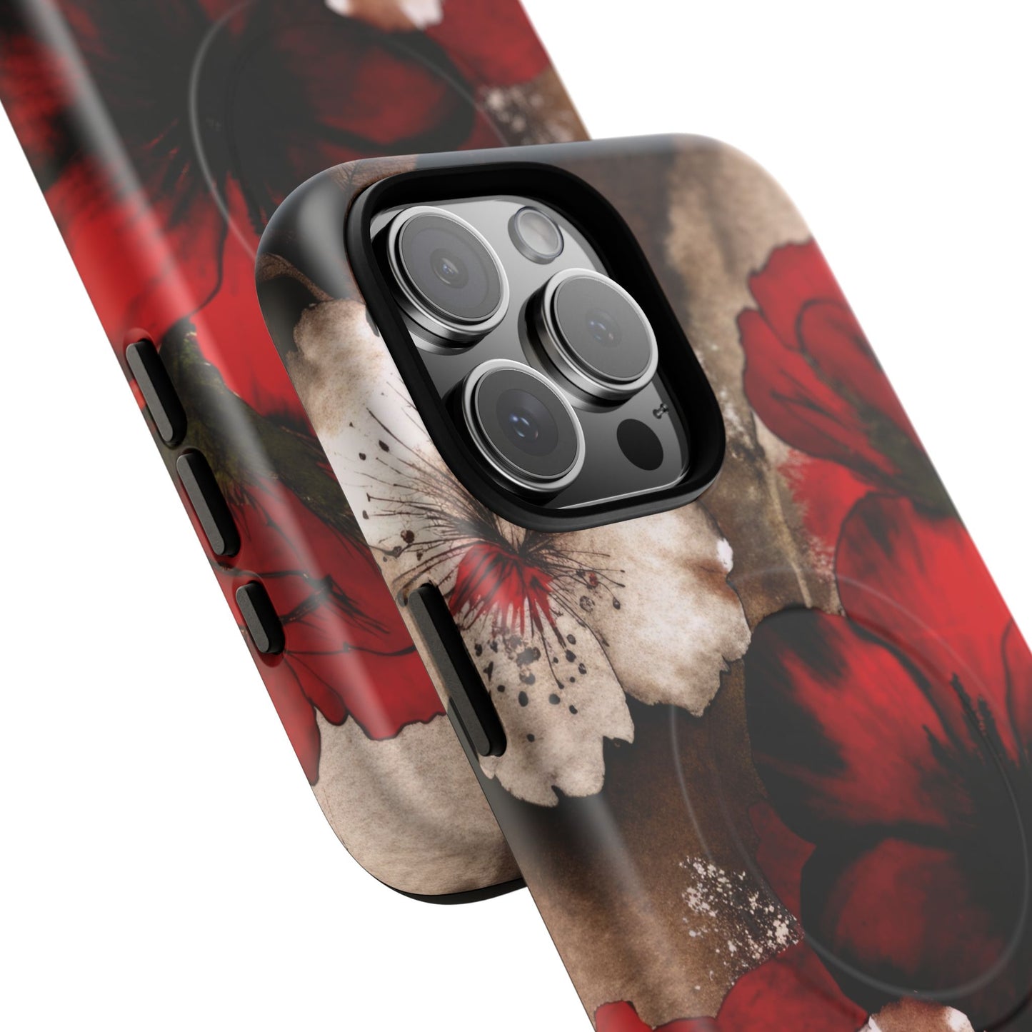 Crimson Noir Tough iPhone Magnetic Cases, Tough iPhone Protector, Stylish Floral Design, Gift for Her, Floral Accessories