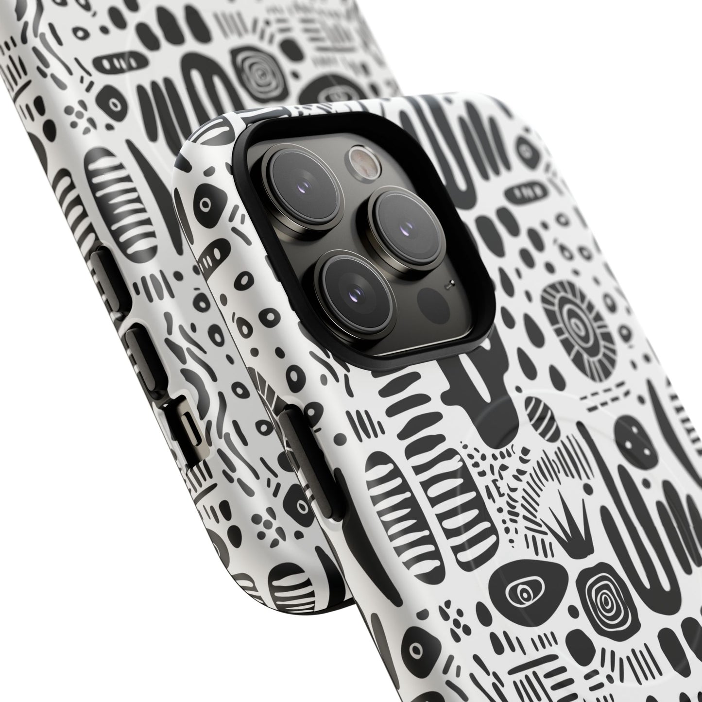 Abstract Monochrome Tough Magnetic iPhone Cases, Stylish Phone Cover, Durable Phone Protector, Modern Tech Accessories, Unique Gift Ideas