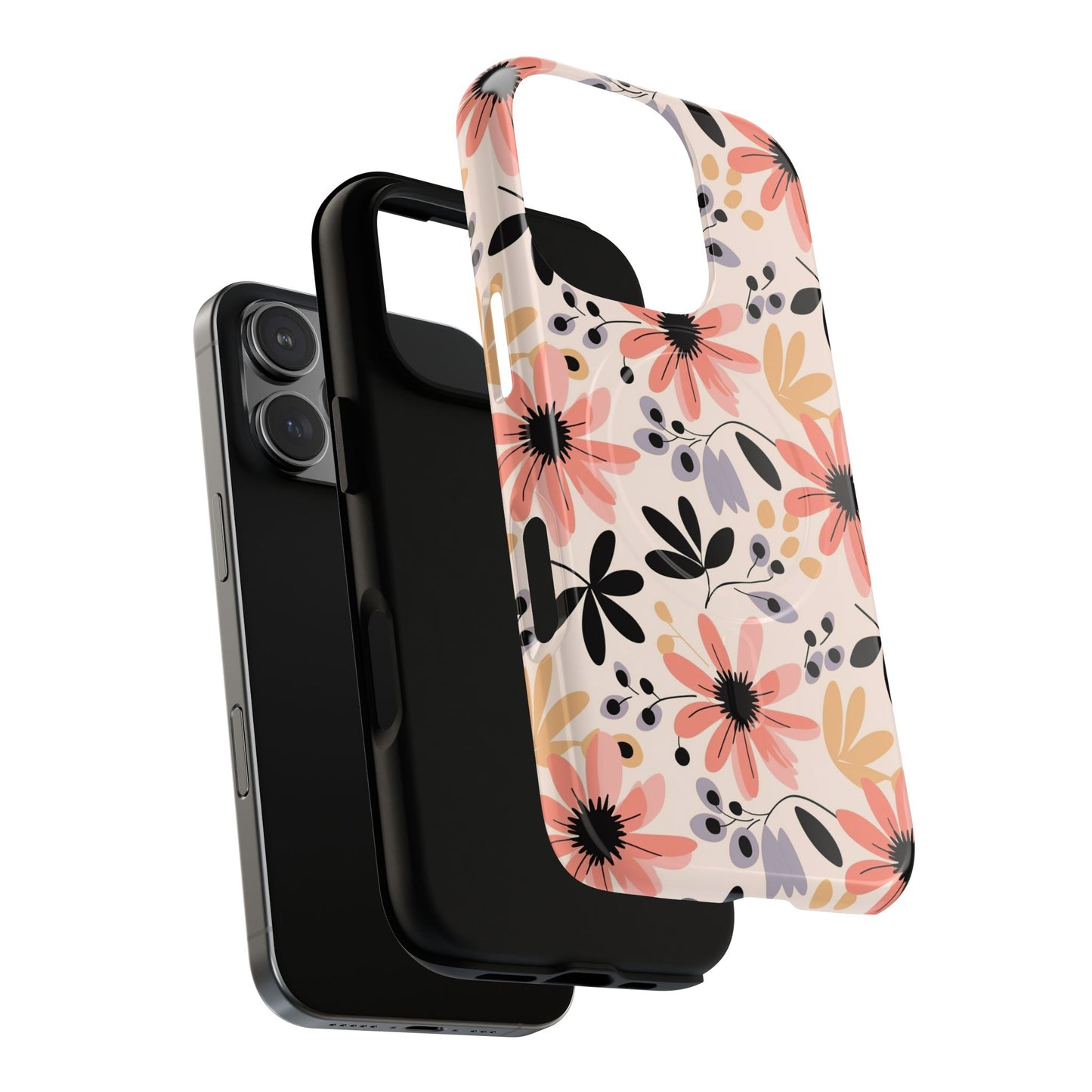 Stylish Soft Petal Noir iPhone Case, Floral iPhone Accessory for Her, Tough iPhone Magnetic Cases, Trendy iPhone Cover, Gift for Friends, Summer Vibes