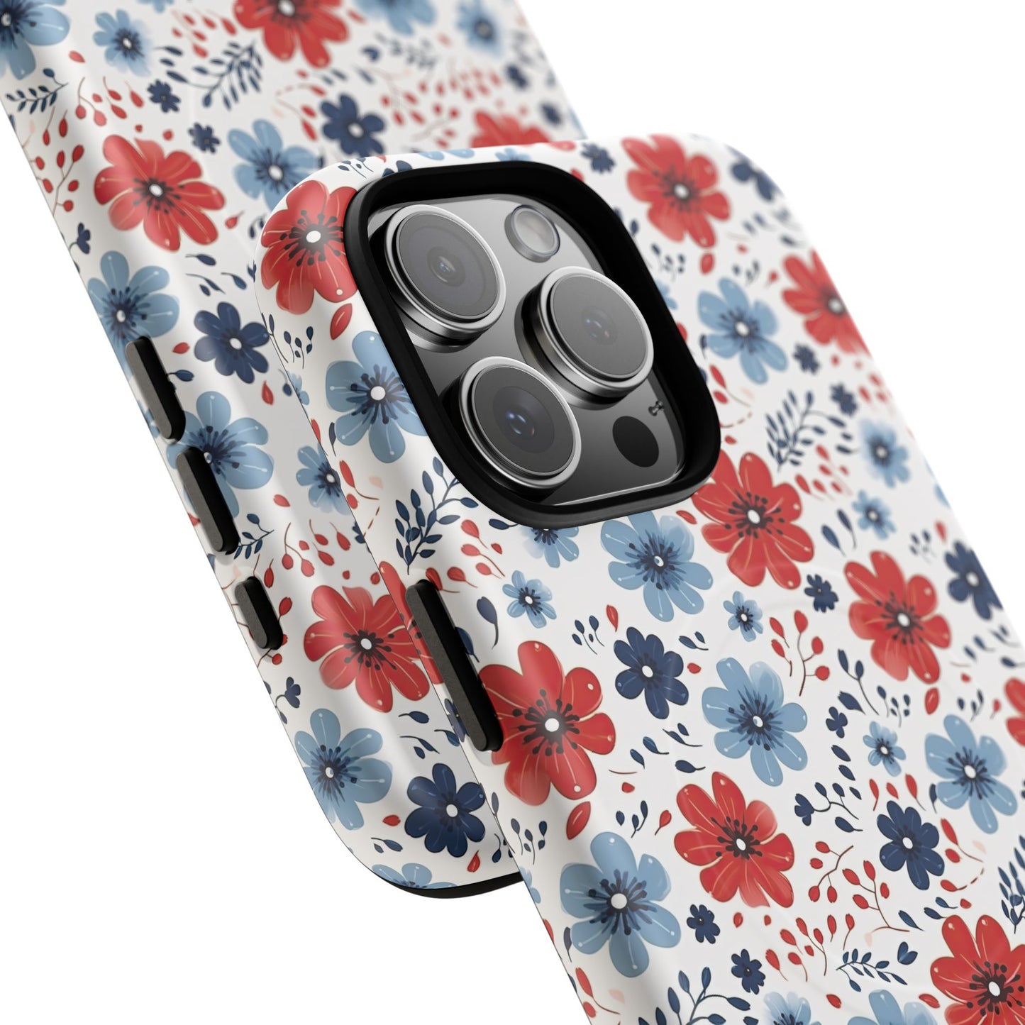 Patriotic Floral Dreams Tough Magnetic iPhone Cases, Durable, Stylish, Gift for Her, Protective Phone Cover, Spring Floral Design
