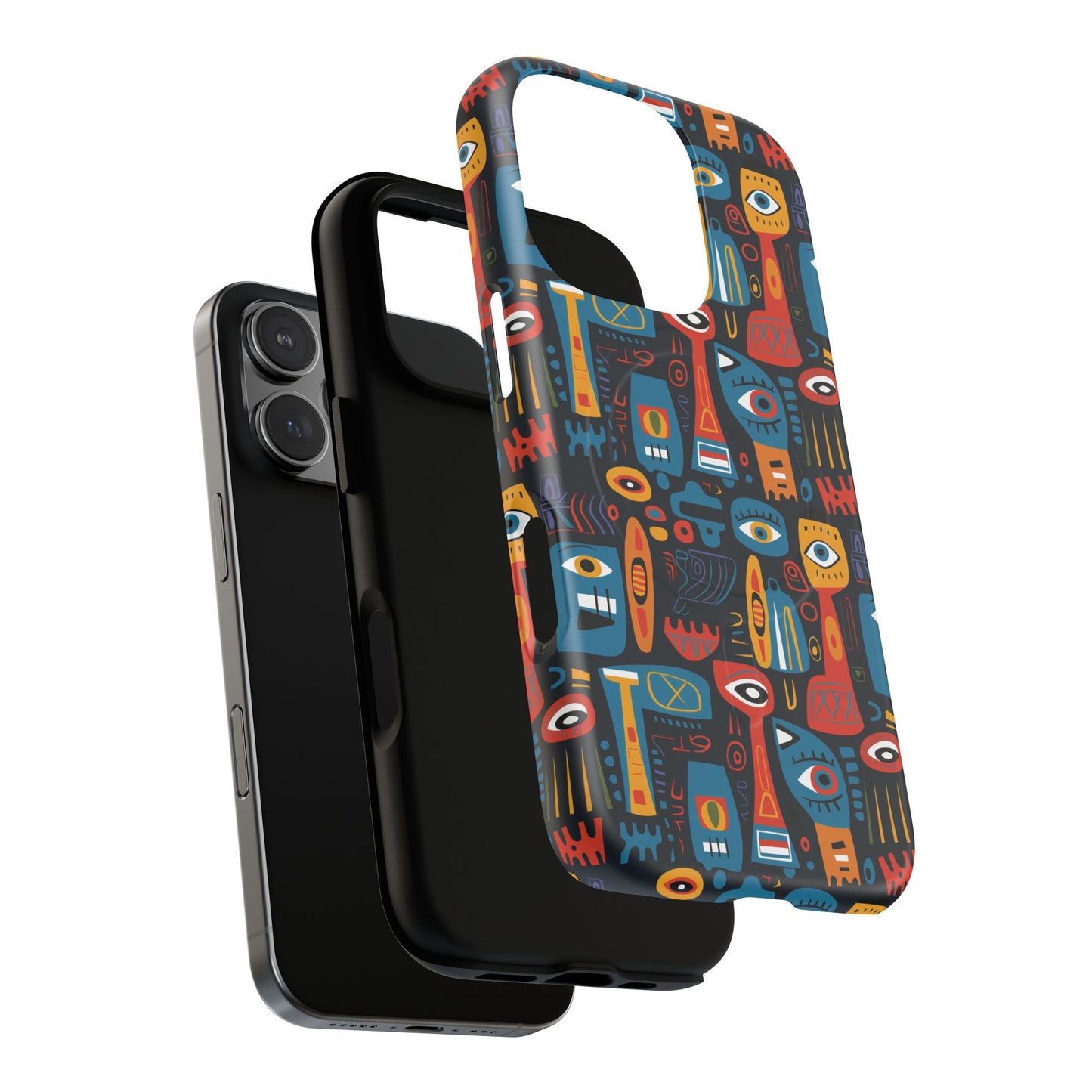Urban Totem Vibe Tough iPhone Magnetic Case, Colorful Bohemian Art, Unique Gift for Him/Her, Holiday Accessory, iPhone Protection, MagSafe iPhone Case.