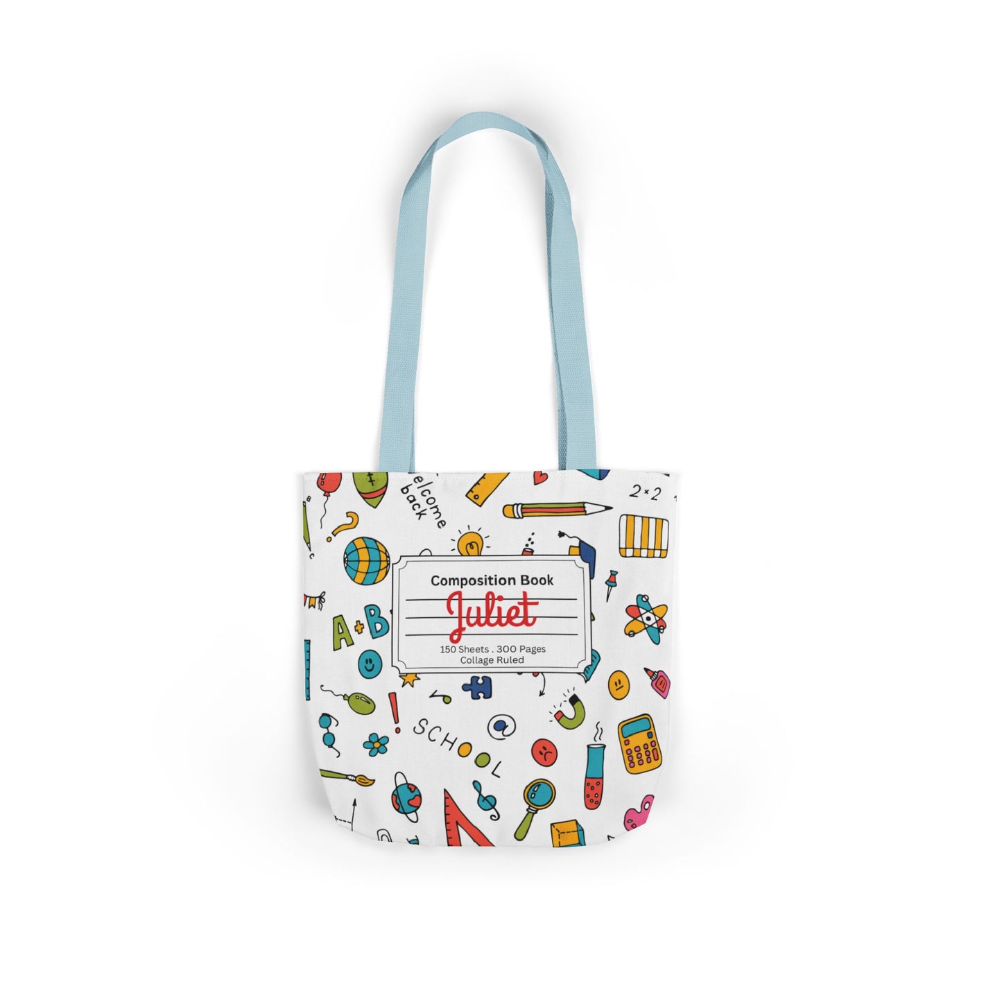 Personalized Classroom Couture Composition Book Inspired Canvas Tote Bag with Colorful Straps, Cute School Bag, Eco-Friendly Tote, Back to School Shopping Bag, Teacher Gift Idea