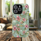 Aqua Bloom Serenity Tough iPhone Magnetic Cases, Cute Flower Design, Stylish Protection, Gift for Her, Trendy Accessories, iPhone MagSafe Accessory.