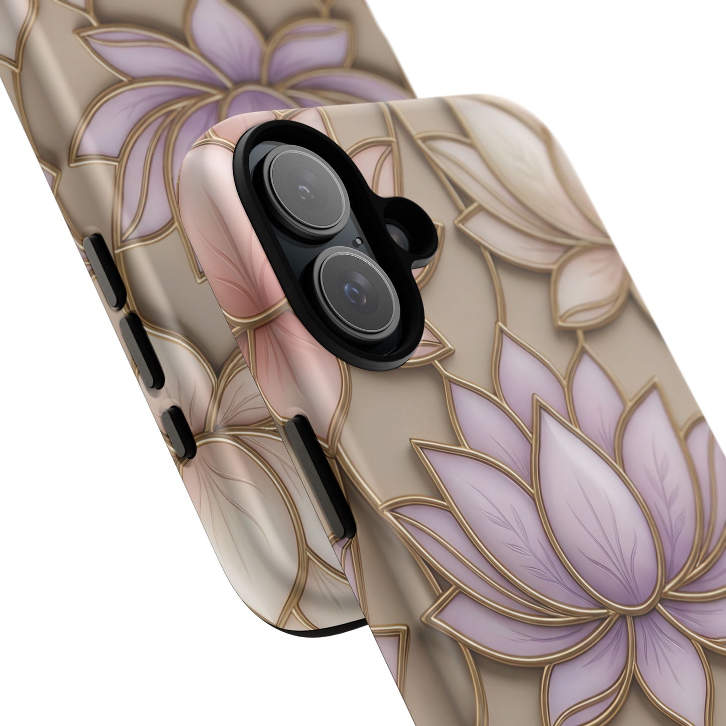 Personalized Lotus Floral Stained Glass Effect Tough Phone Case