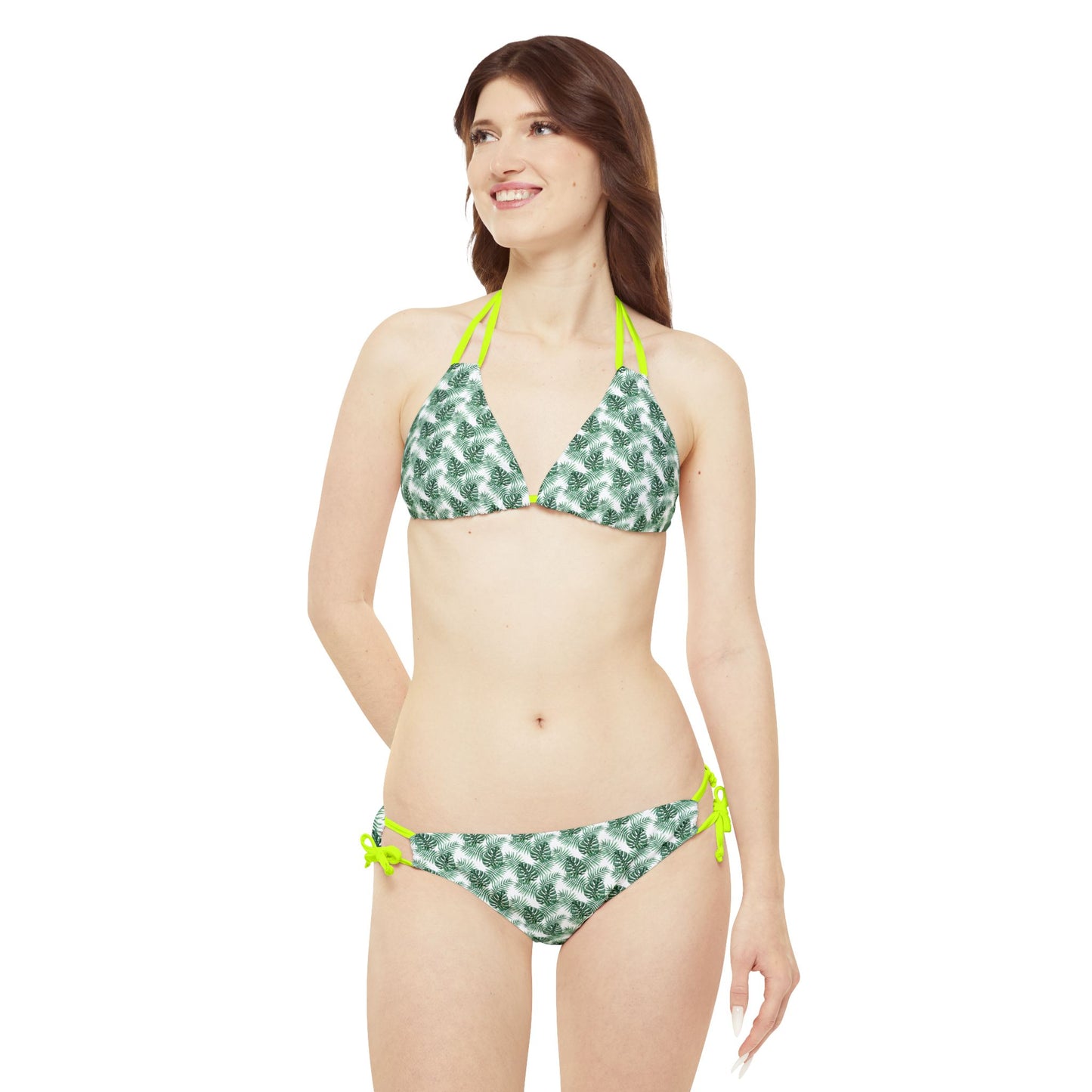 White Tropical Bliss Strappy Bikini Set (AOP)