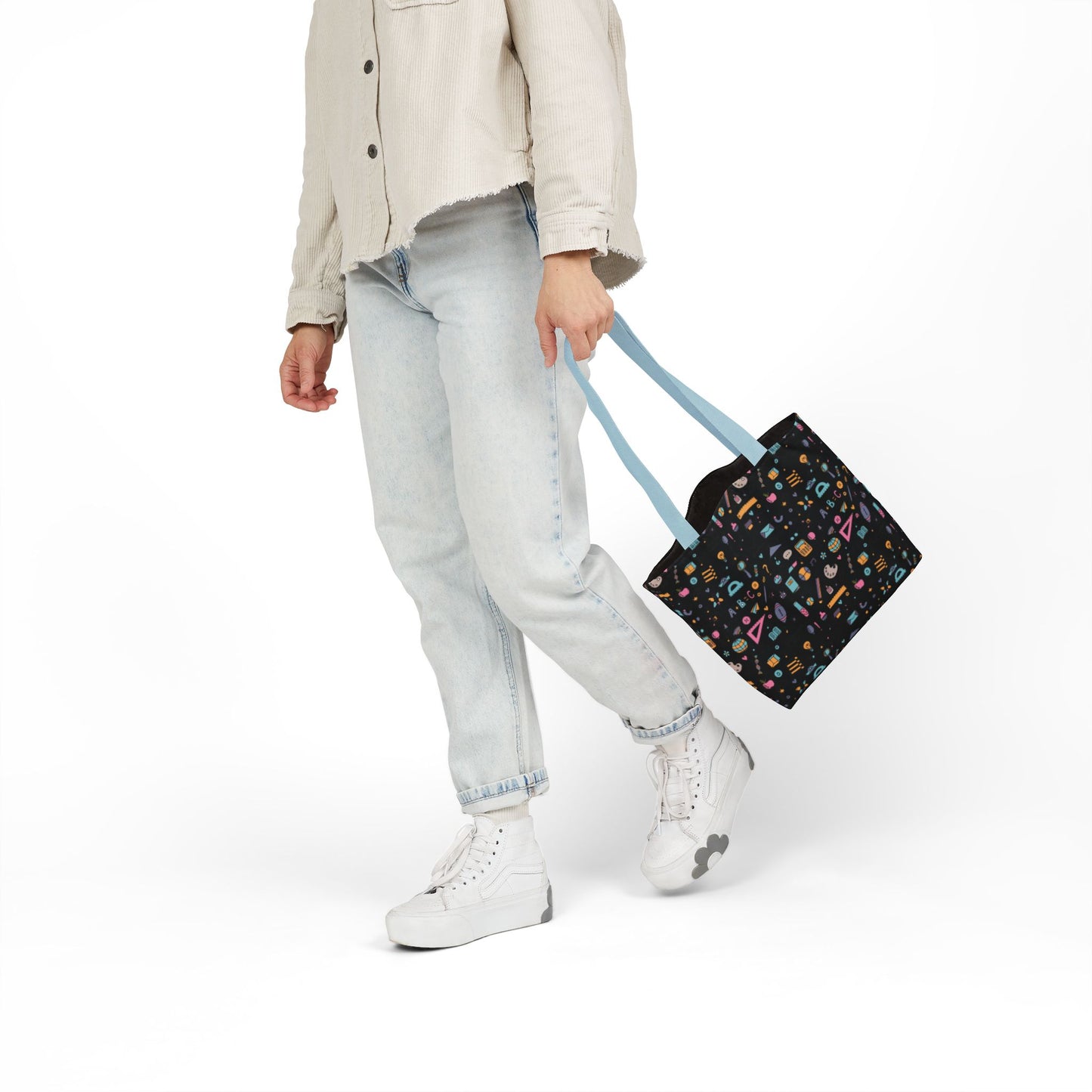 Personalized Chalkboard Chic Composition Book Inspired Canvas Tote Bag with Colorful Straps, Cute School Bag, Eco-Friendly Tote, Back to School Shopping Bag, Teacher Gift Idea