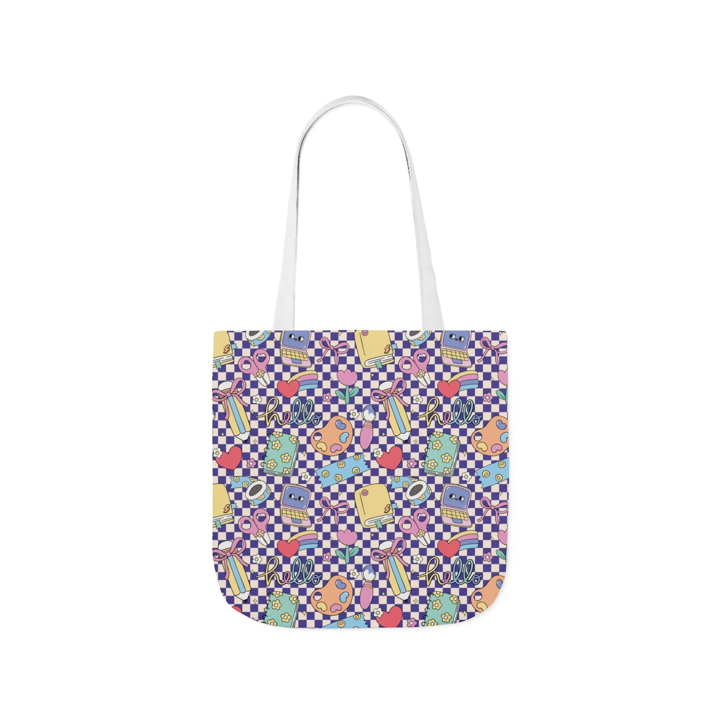 Personalized Purple Doodle Daydream Composition Book Inspired Canvas Tote Bag with Colorful Straps, Cute School Bag, Eco-Friendly Tote, Back to School Shopping Bag, Teacher Gift Idea