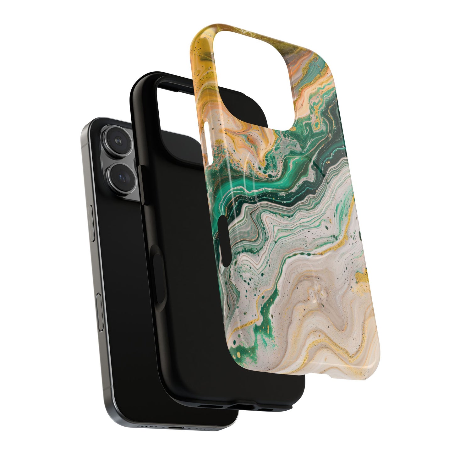 Magnetic iPhone Cases with Green Marble Design, Tough Magnetic Cases, iPhone Accessories, Gift for Her, Trendy iPhone Cover