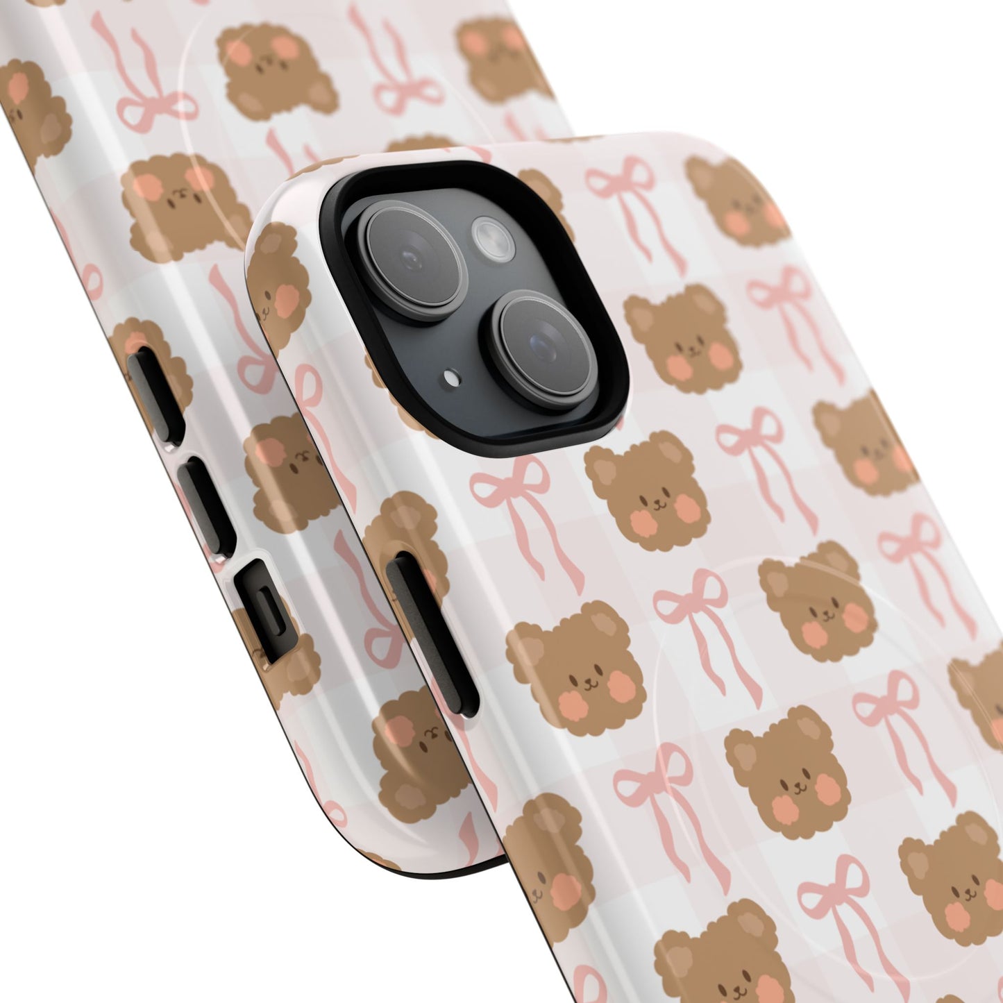 Cute Bear Pattern Magnetic Phone Case, Durable Animal Design, Gift for Kids, Trendy Case for iPhone, Cute Phone Accessory