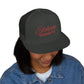 Red 'ELOHIM, GENESIS 1:1'  Embroidered 5 Panel Trucker Cap | Casual Style Hat, Adjustable, Unisex, Perfect Gift for Outdoors, Festivals, Daily Wear