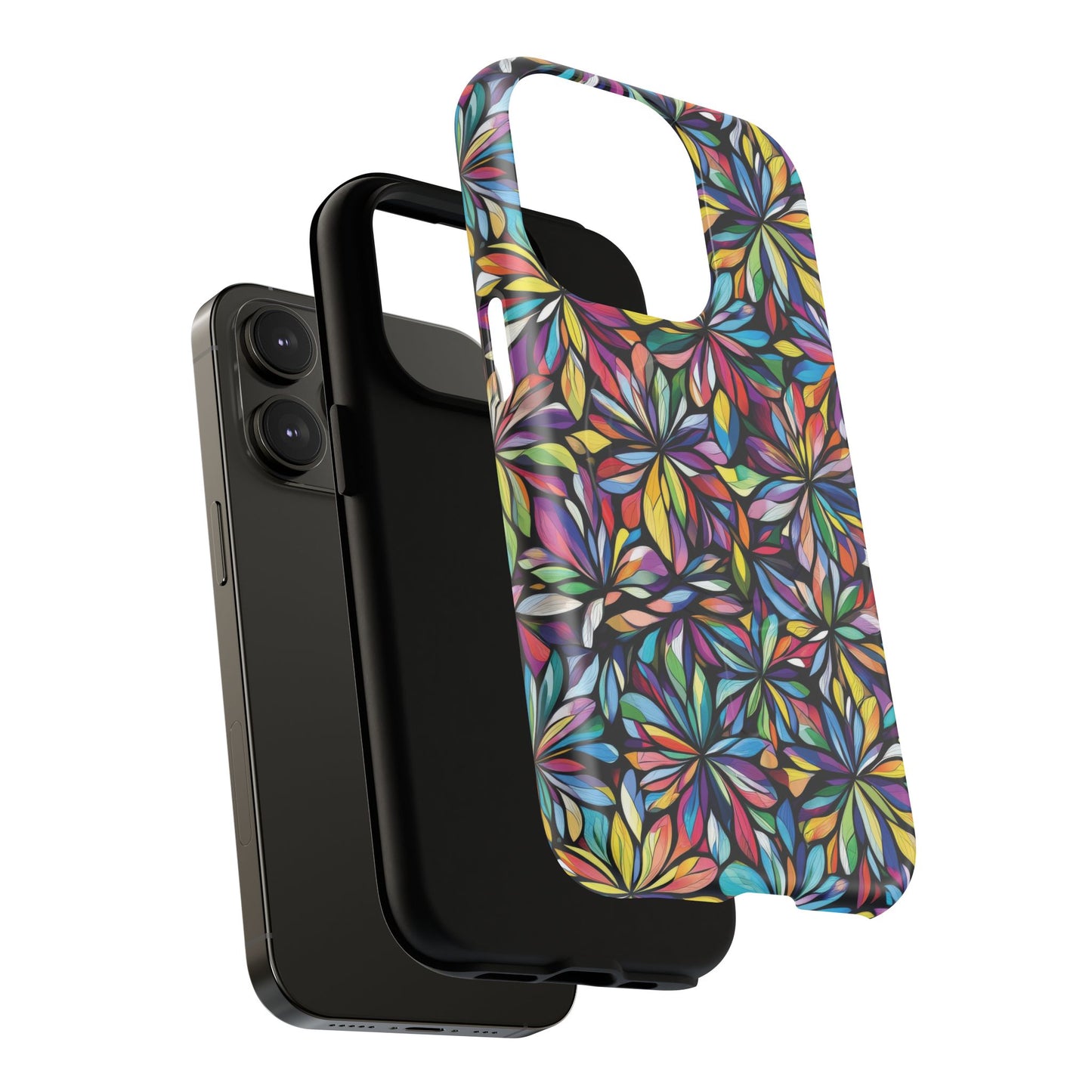 Prism Petal Burst Tough Magnetic iPhone Case, Colorful iPhone Case, Unique Gift for Flower Lovers, Stylish stained Glass Accessory