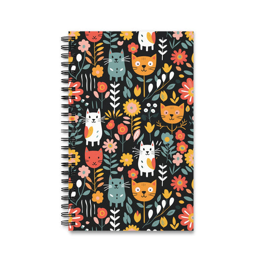 Whimsical Feline Garden Spiral Journal