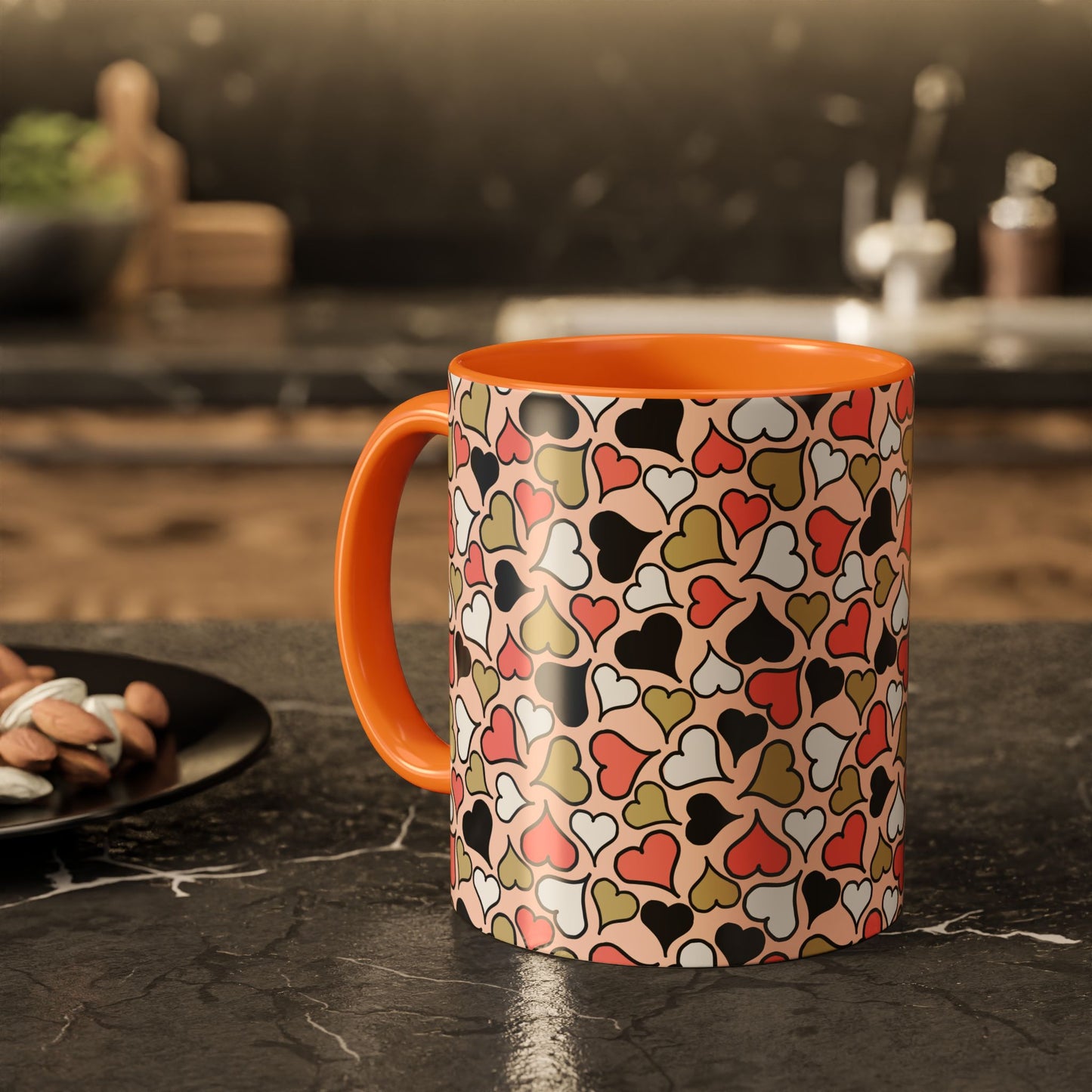 Heart Patterned Coffee Mug - Colorful Love Design, Perfect for Gifts & Celebrations