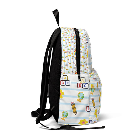 Personalized White SchoolYard Chic Composition Book Inspired Colorful Kids' Backpack, School Bag, Fun Pattern Backpack, Cute Child's Rucksack, Composition Backpack, Unique School Supplies