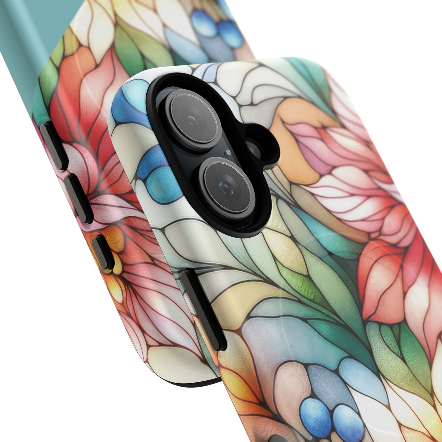 Personalized Radiant Gardenlight Stained Glass Tough MagSafe Magnetic Case, Vibrant Flower Cover, Durable Protective Case, Unique Gift for Her, Spring Elegance, iPhone® 13, 14, 15, 16, 17, Pro, Pro Max, Plus Cases.