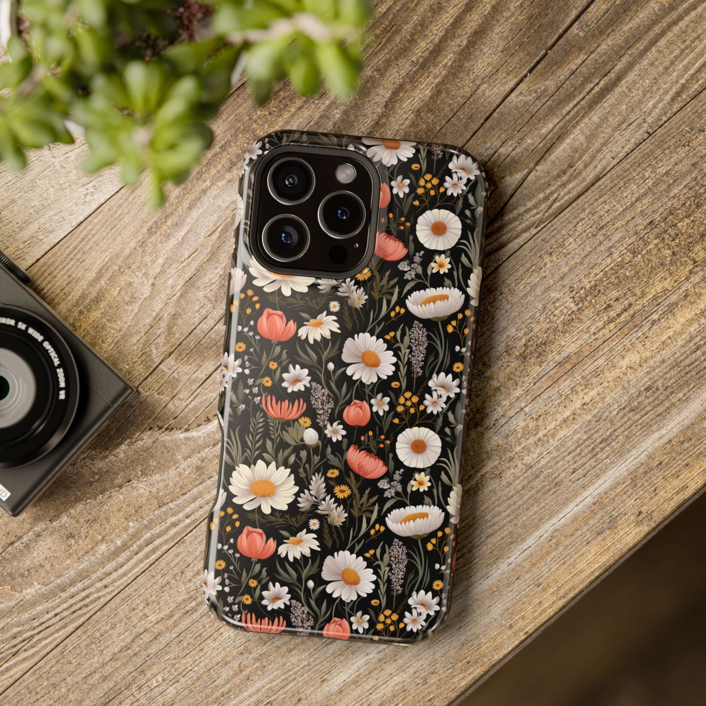 Blossom Elegance: Noir Garden Magnetic Tough iPhone Cases