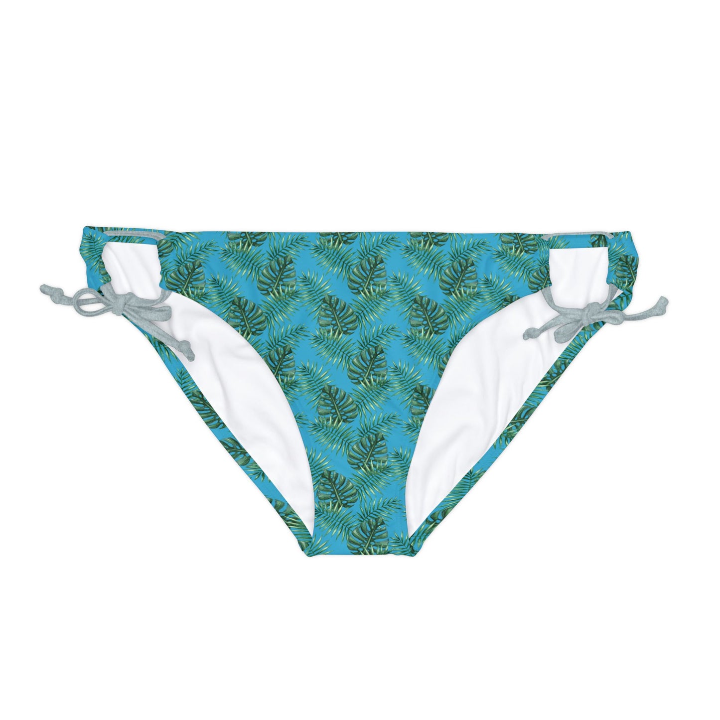 Turquoise Tropical Bliss Loop Tie Side Bikini Bottom (AOP)