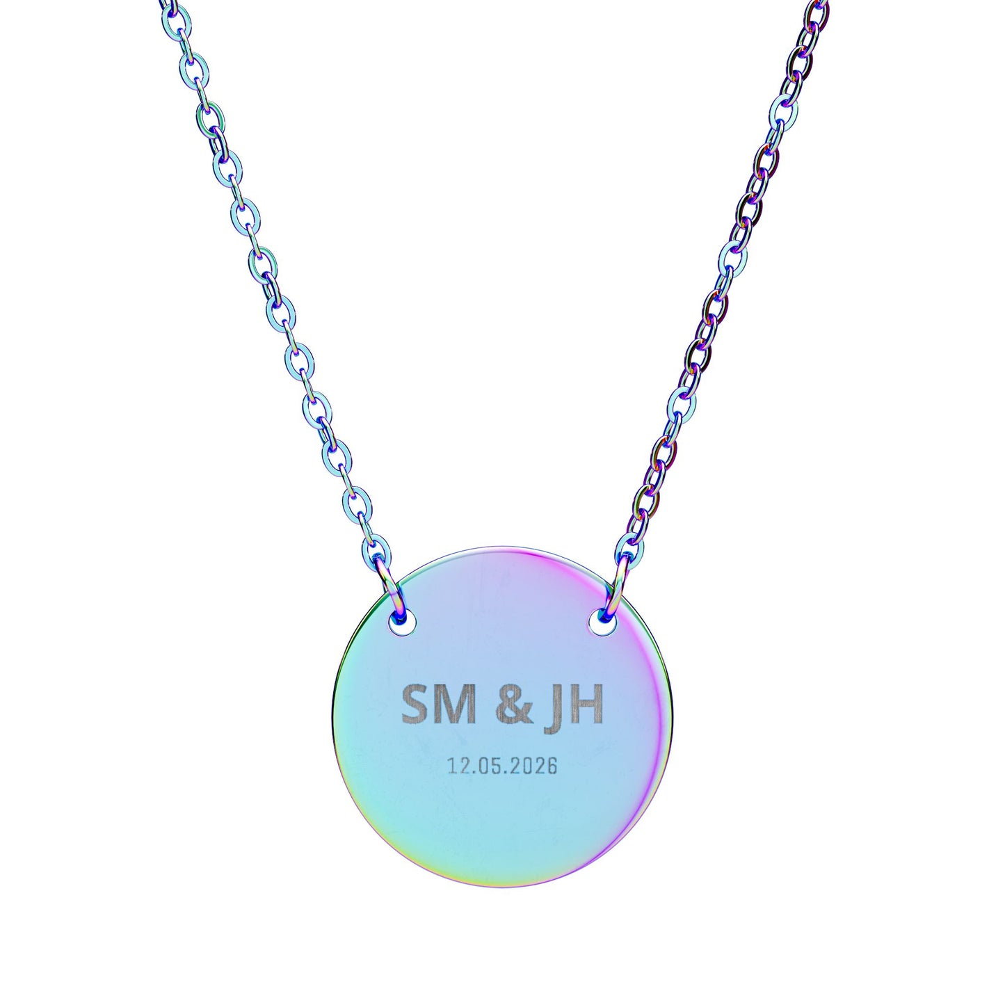 Engraved Circle Necklace — Personalized Initials Pendant