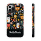 Personalized Whimsical Feline Garden Tough Phone Case — Custom Name iPhone & Samsung