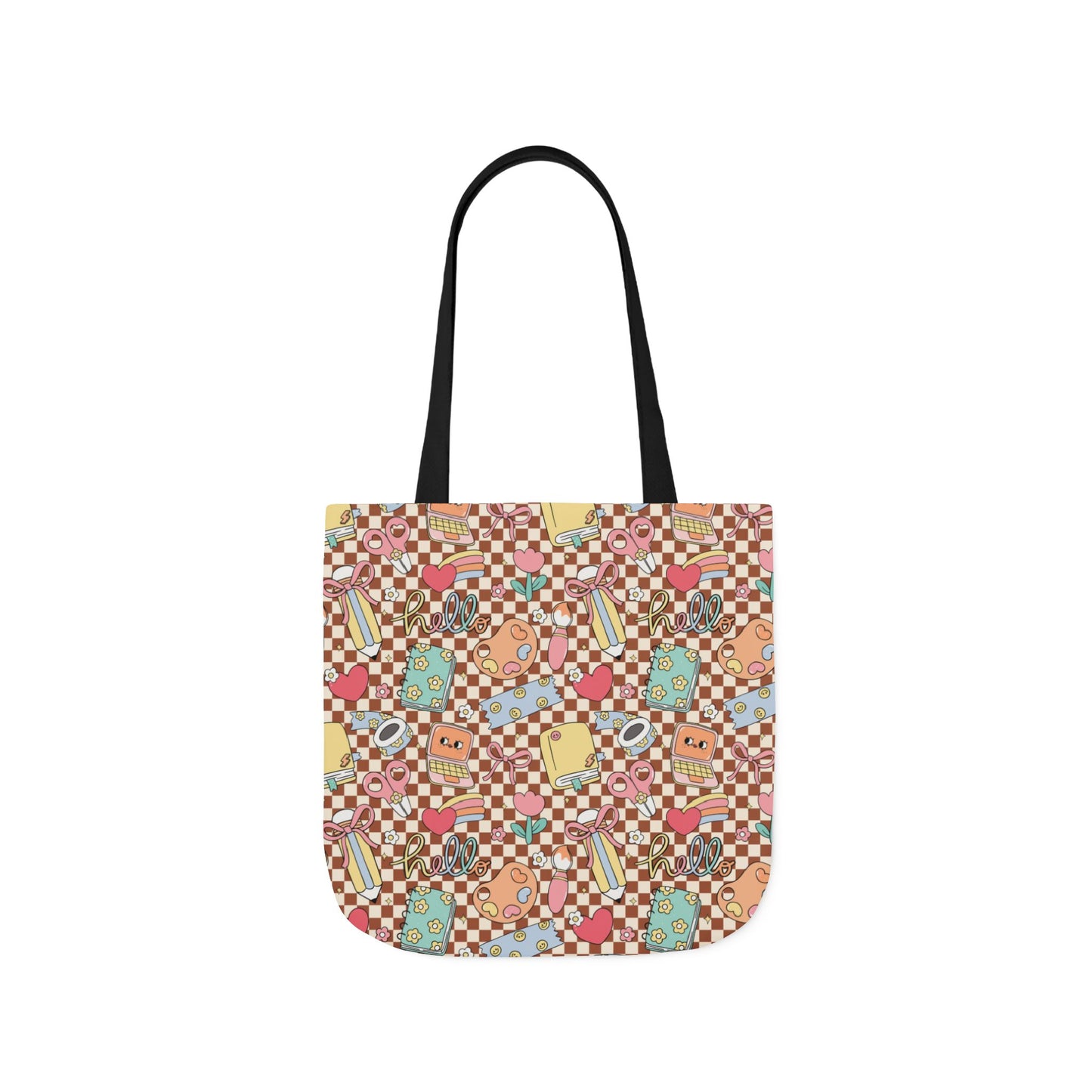 Personalized Brown Doodle Daydream Composition Book Inspired Canvas Tote Bag with Colorful Straps, Cute School Bag, Eco-Friendly Tote, Back to School Shopping Bag, Teacher Gift Idea