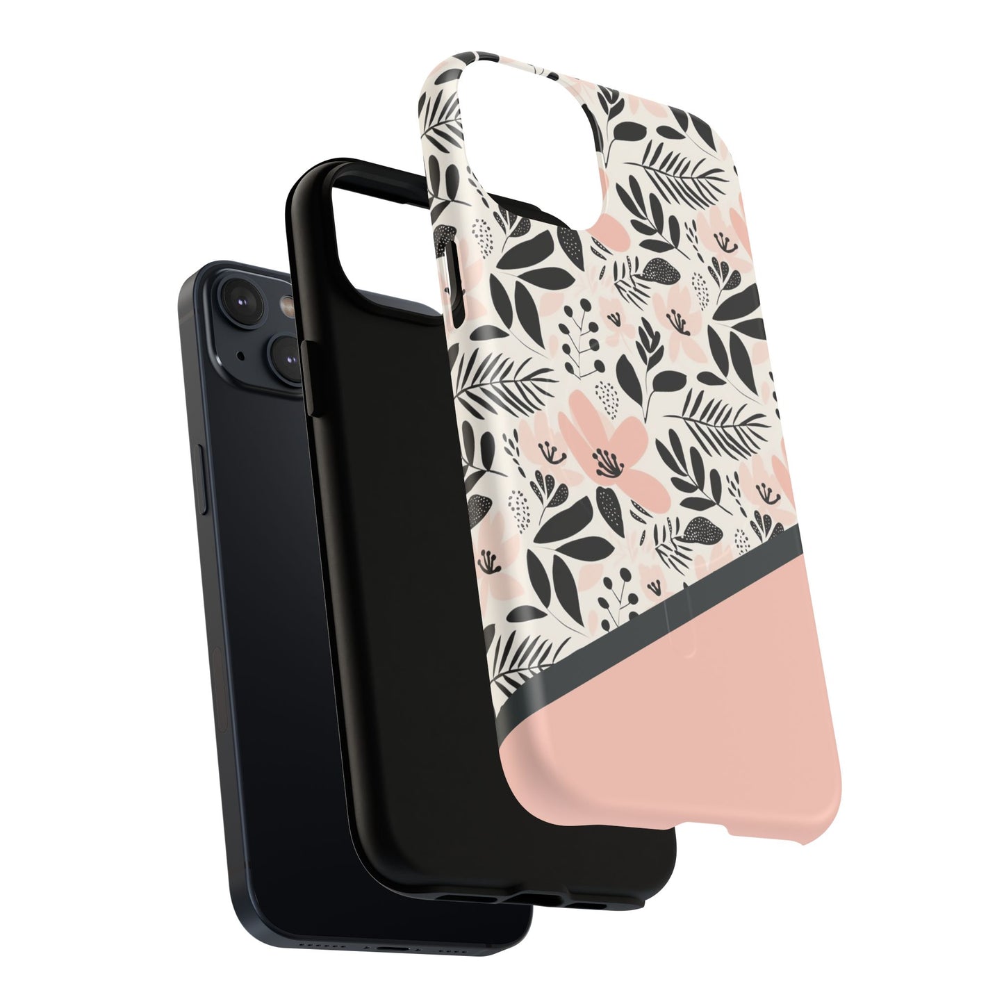 Personalized Floral Blush Garden Whisper Tough Magnetic MagSafe® iPhone® 13, 14, 15, 16, 17, Pro, Pro Max, Plus Cases (Custom Name).