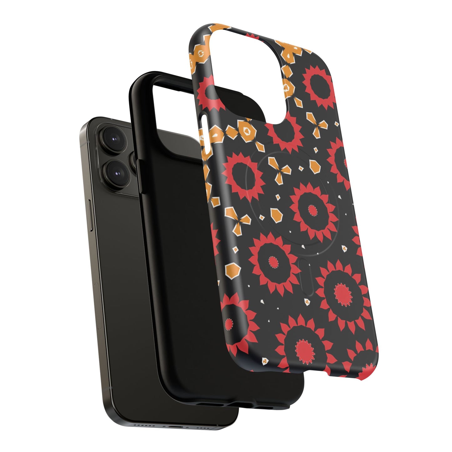 Midnight Ember Bloom Tough Magnetic iPhone Case, Bohemian Floral Design, Stylish iPhone Protection, Gift for Her, Trendy iPhone Accessories