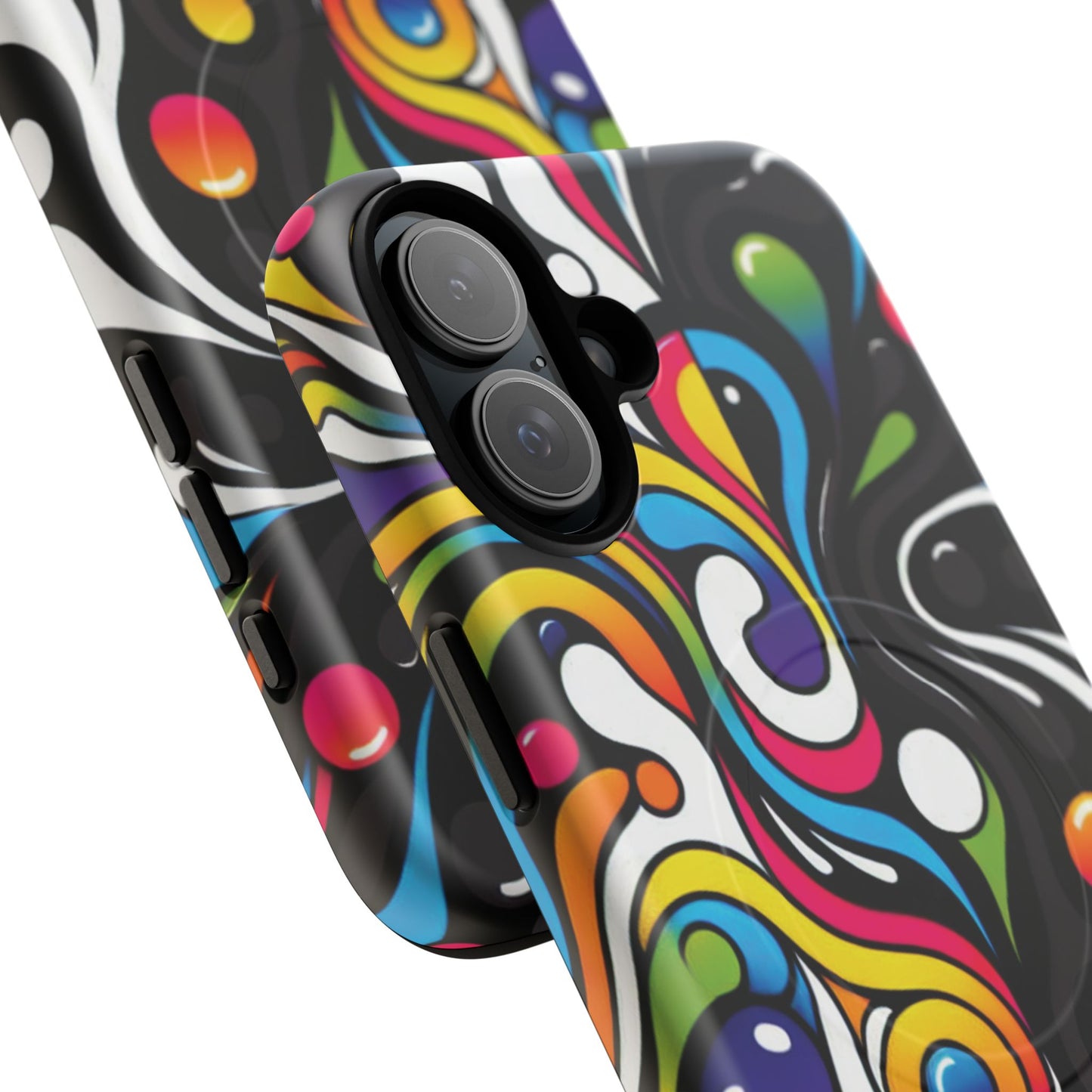 Vibrant Yin Yang Pop Splash Tough Magnetic iPhone Cases, Bold Artwork, Customizable Protection, Gift for Tech Lovers, Colorful iPhone Accessories
