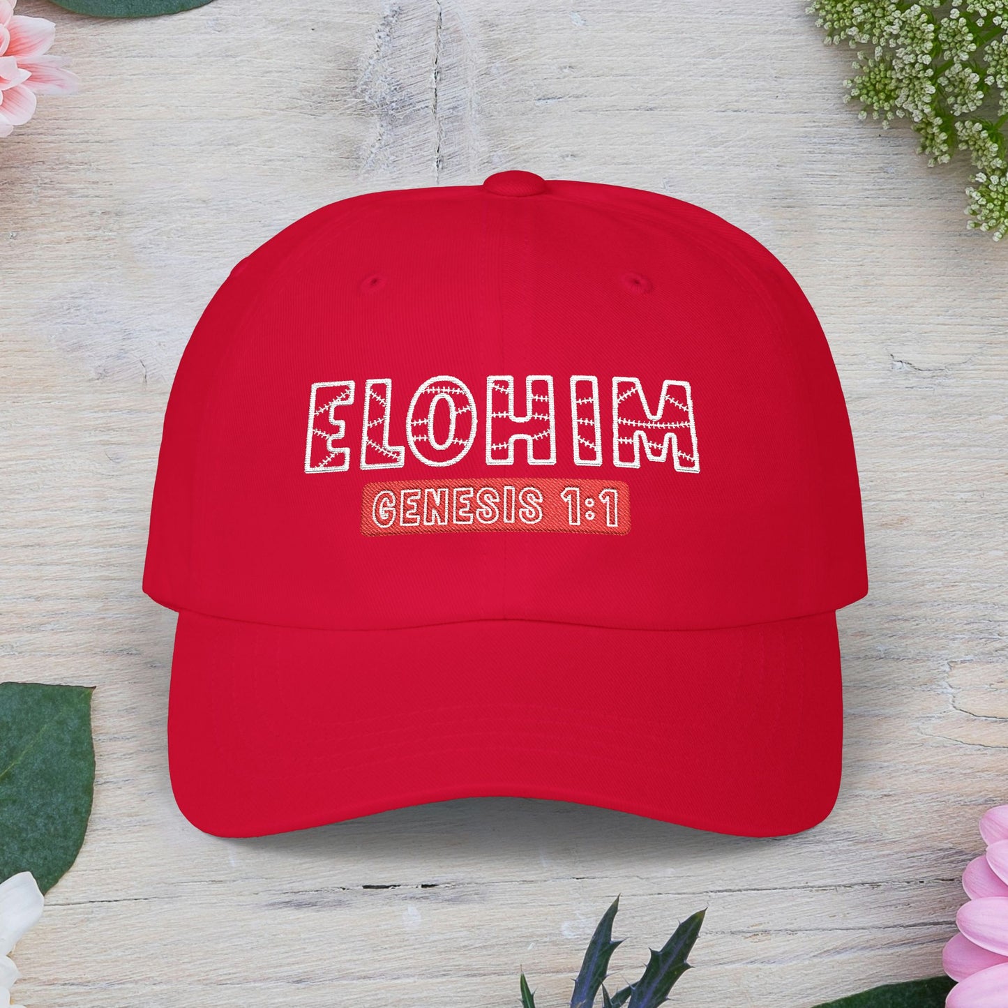 Classic Embroidery Dad Cap with 'ELOHIM, GENESIS 1:1' - Faith-Based Hat, Casual Wear, Gift for Dad, Christian Accessory, Summer Fashion