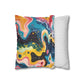 Psychedelic Visions Vibrant Abstract Art Pillowcase - Colorful Decorative Faux Suede Cushion Cover