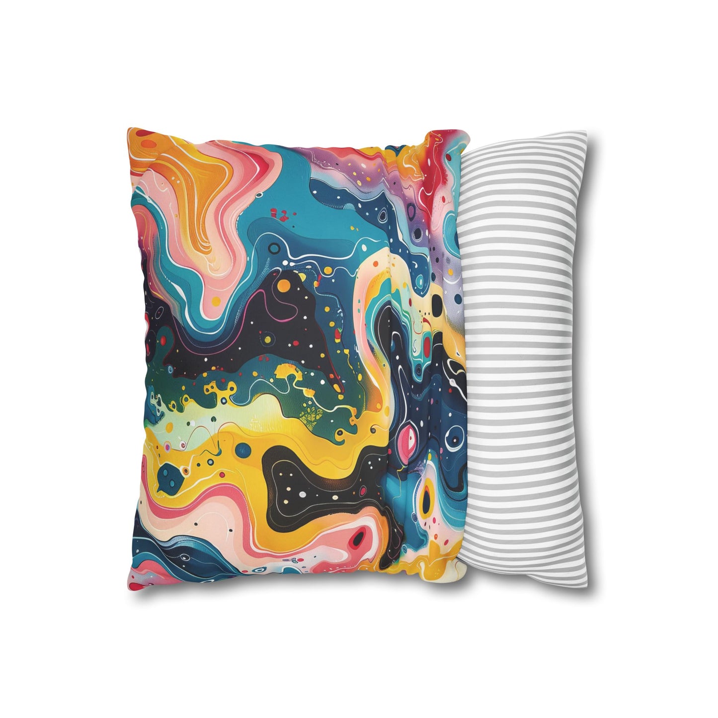 Psychedelic Visions Vibrant Abstract Art Pillowcase - Colorful Decorative Faux Suede Cushion Cover
