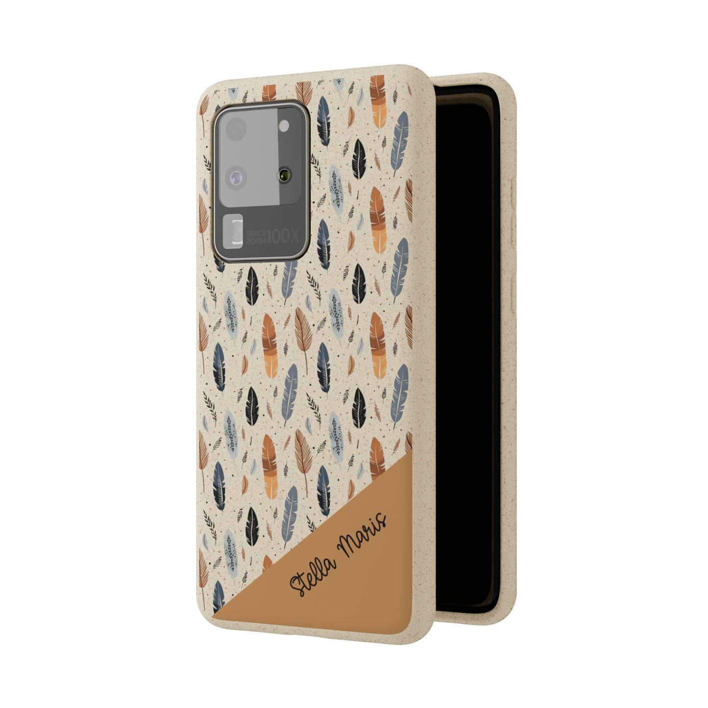 Personalized Whispering Feathers Samsung and iPhone Biodegradable Case, Custom Name Case.