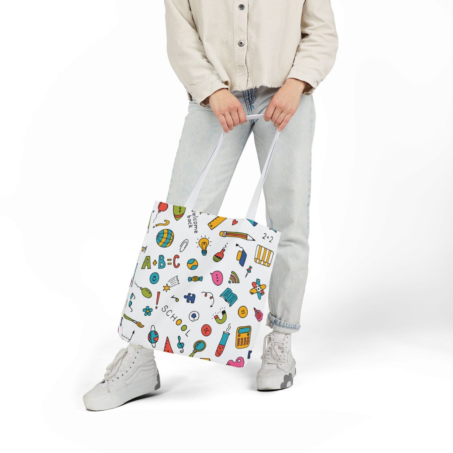 Personalized Classroom Couture Composition Book Inspired Canvas Tote Bag with Colorful Straps, Cute School Bag, Eco-Friendly Tote, Back to School Shopping Bag, Teacher Gift Idea