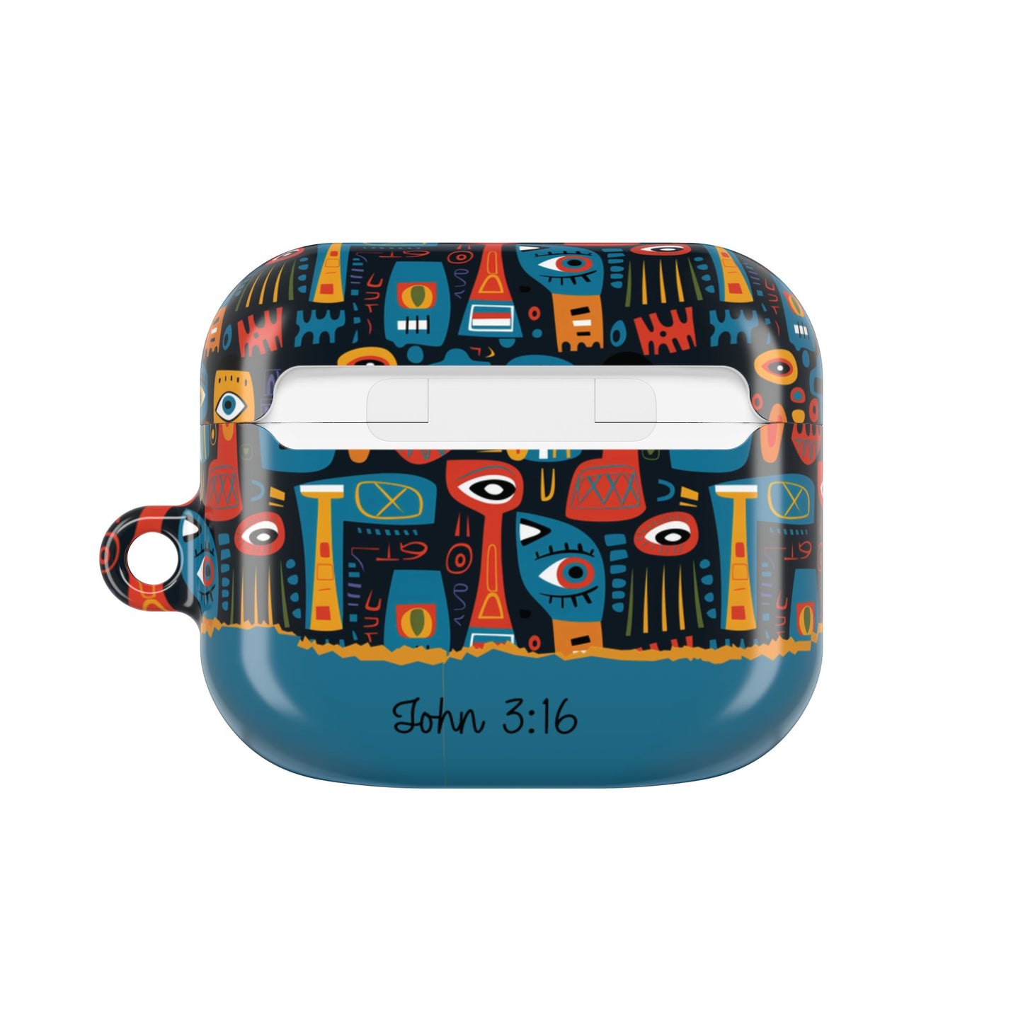Personalized Abstract Eye Pattern AirPod Case — Colorful Tribal Graphic with Custom Text/Name