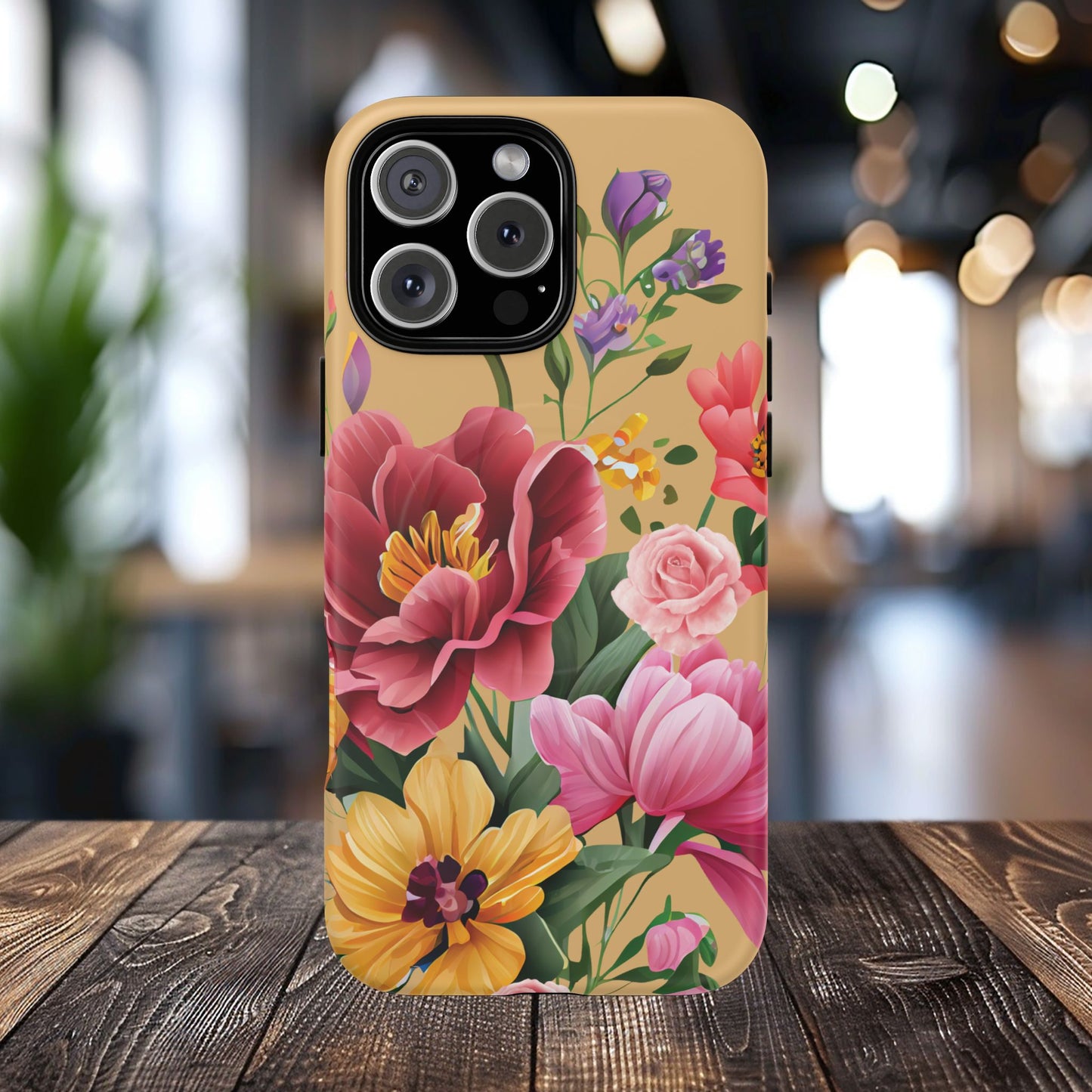 Sunset Botanica Tough iPhone Magnetic Case, Gifts for Her, MagSafe® iPhone® Tough Case, iPhone 13, 14, iPhone 15, iPhone 16, 17, Pro, Pro Max, Plus.