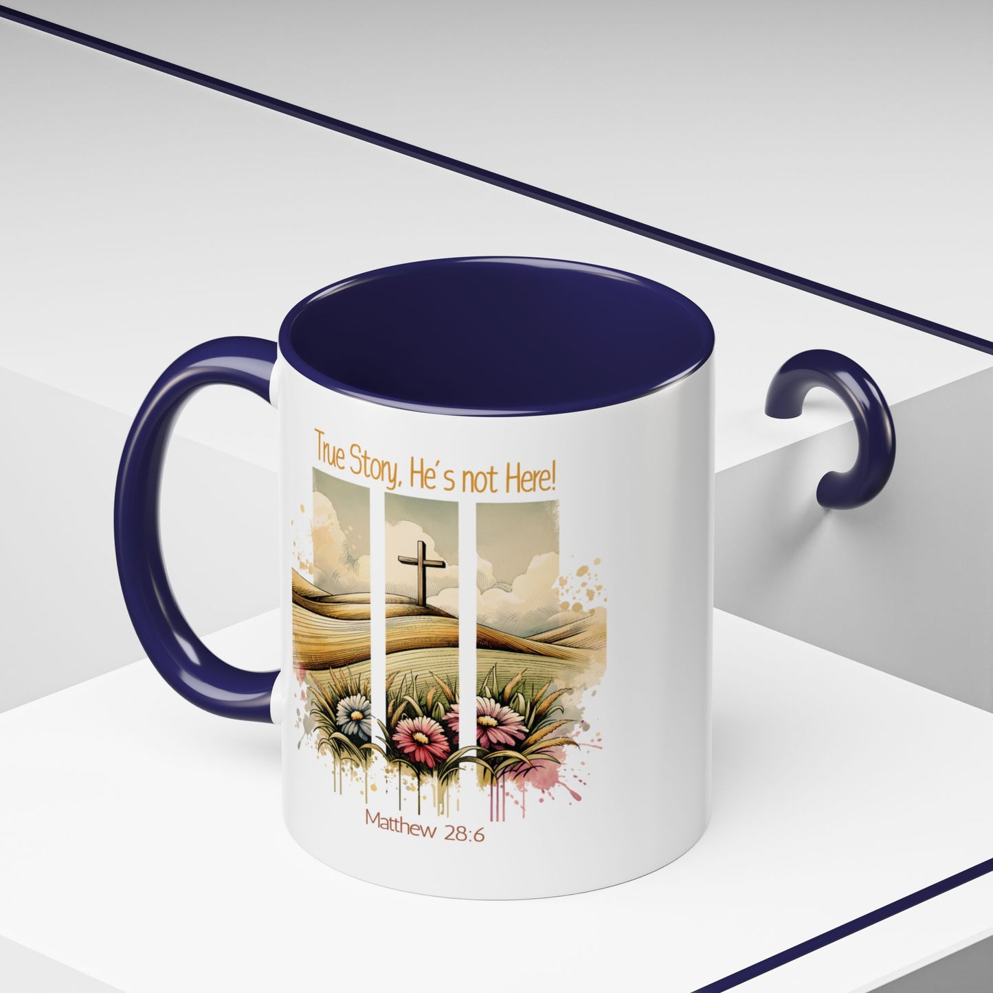 Inspirational Accent Coffee Mug - 'True Story, He’s Not Here!' - Perfect for Faith Lovers & Gift Ideas