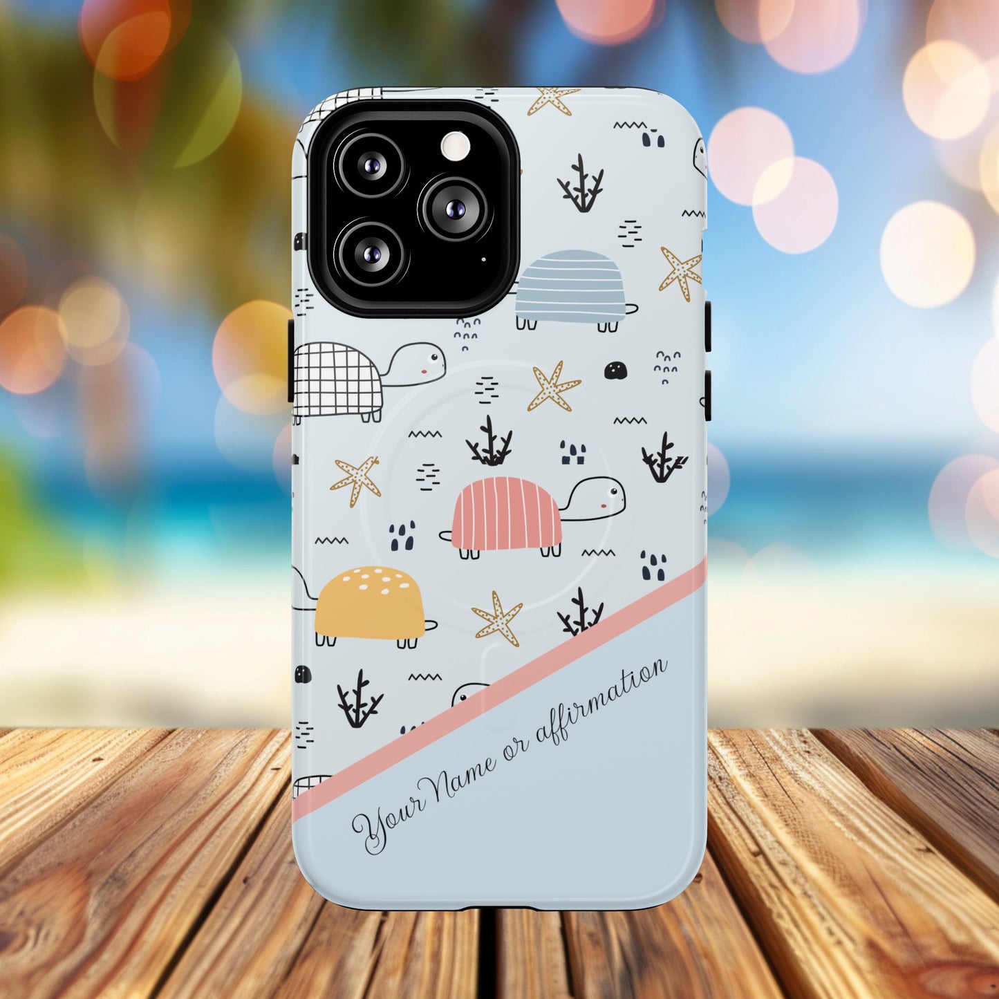 Personalized Cute Turtle Tough Magnetic MagSafe® Cell Cover, Ocean Theme Case, Sea Life Gift for Beach Lovers, iPhone® 13, 14, iPhone 15, iPhone 16, iPhone 17, Pro, Pro Max, Plus Cases.