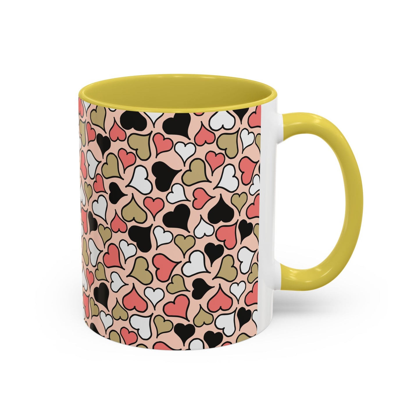 Heart Patterned Coffee Mug - Colorful Love Design, Perfect for Gifts & Celebrations